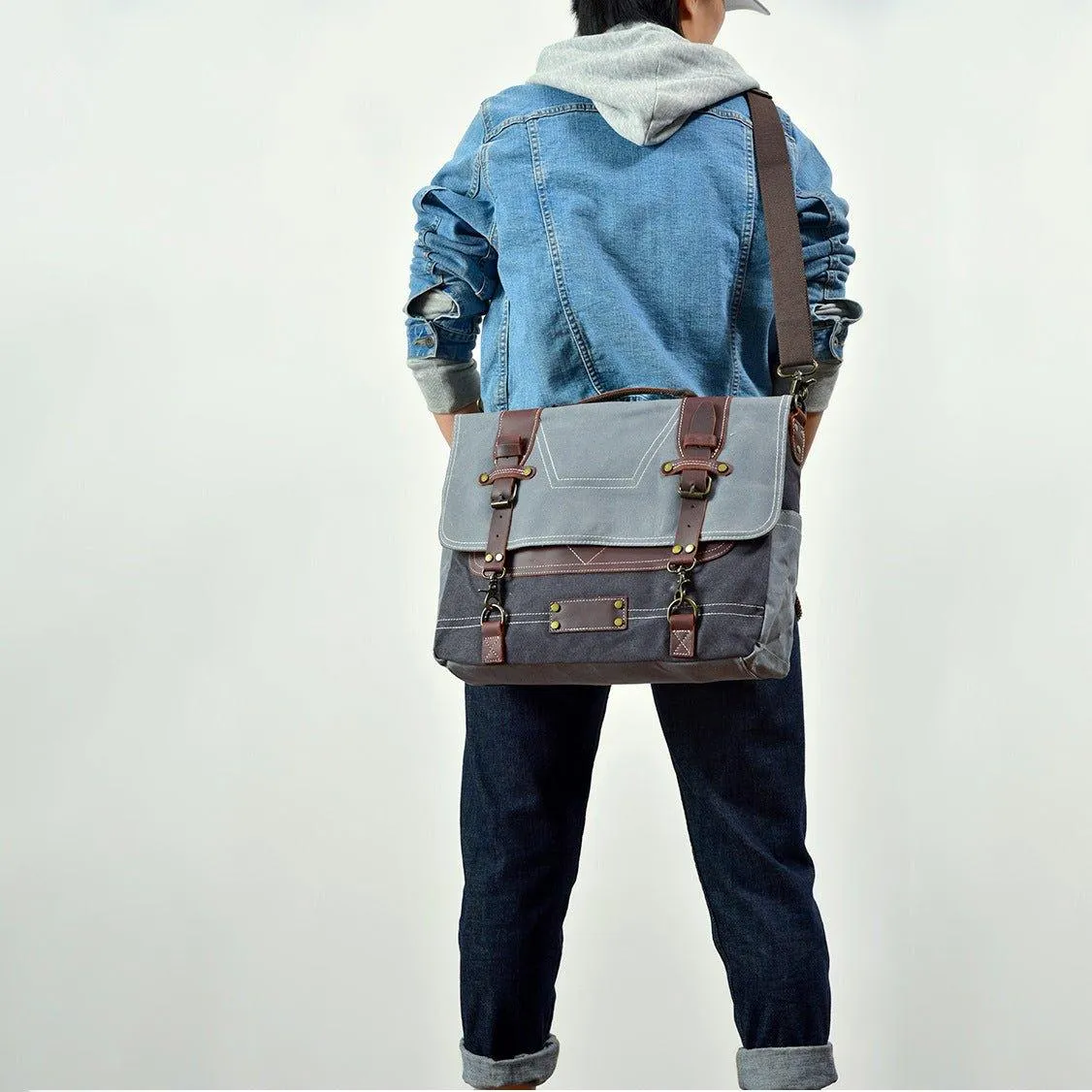 Woosir Waxed Canvas Computer Bags for Men