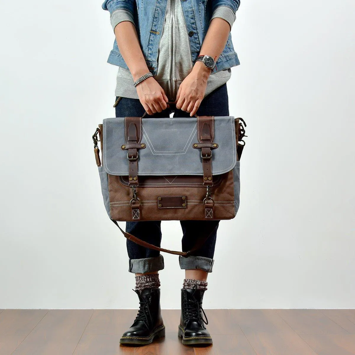 Woosir Waxed Canvas Computer Bags for Men
