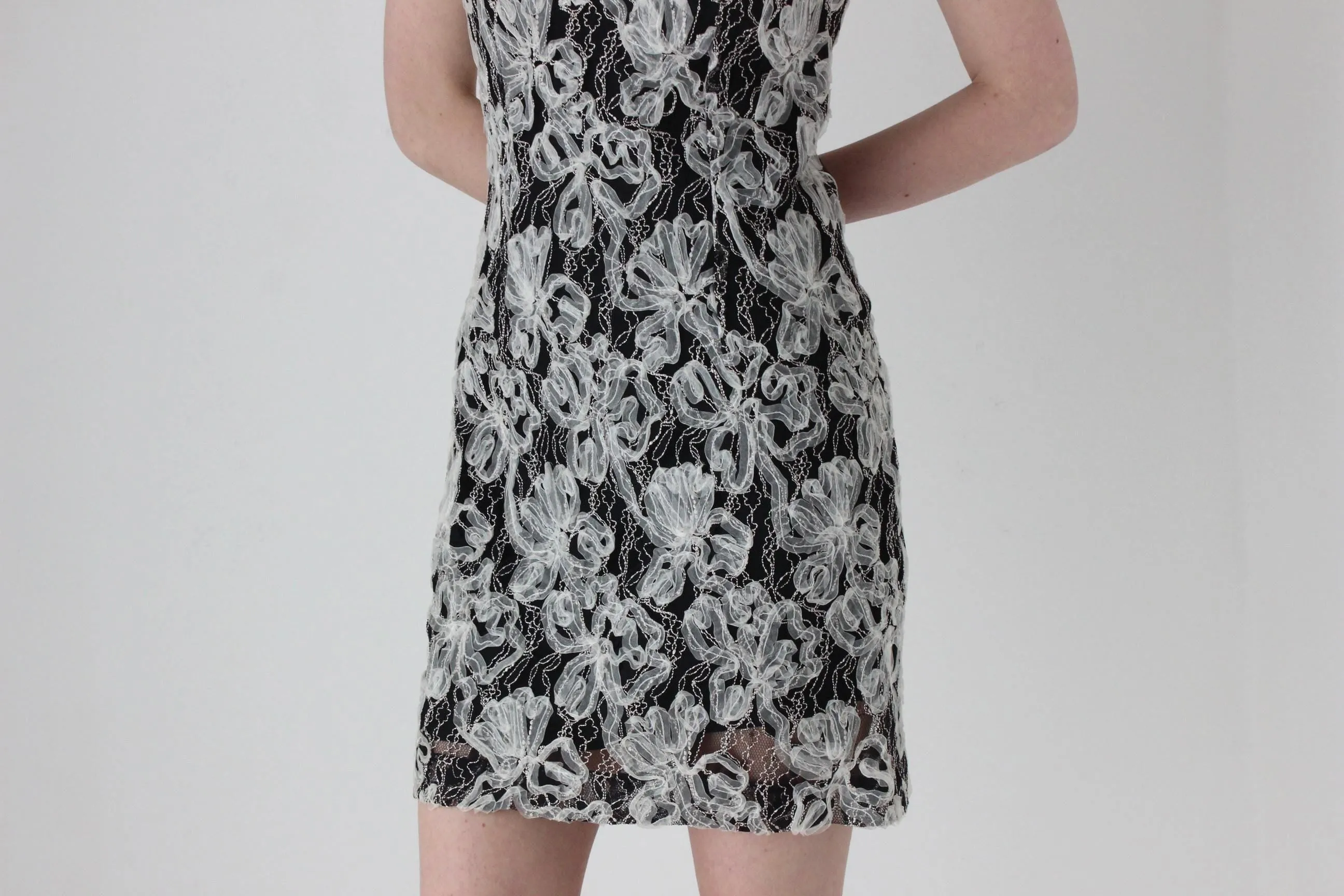 Y2K Embroidered 3D Ribbon Textured Mini Cocktail Dress