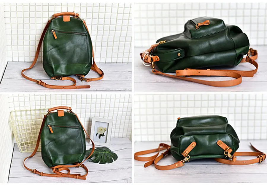 YAAGLE Lady Girls' Personalized Real Leather Sling Backpack YG00306
