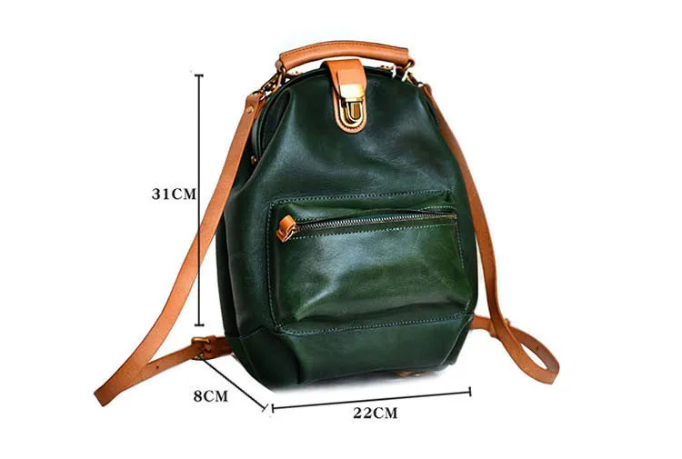 YAAGLE Lady Girls' Personalized Real Leather Sling Backpack YG00306