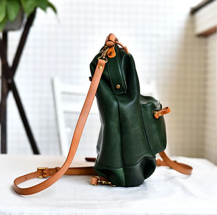 YAAGLE Lady Girls' Personalized Real Leather Sling Backpack YG00306