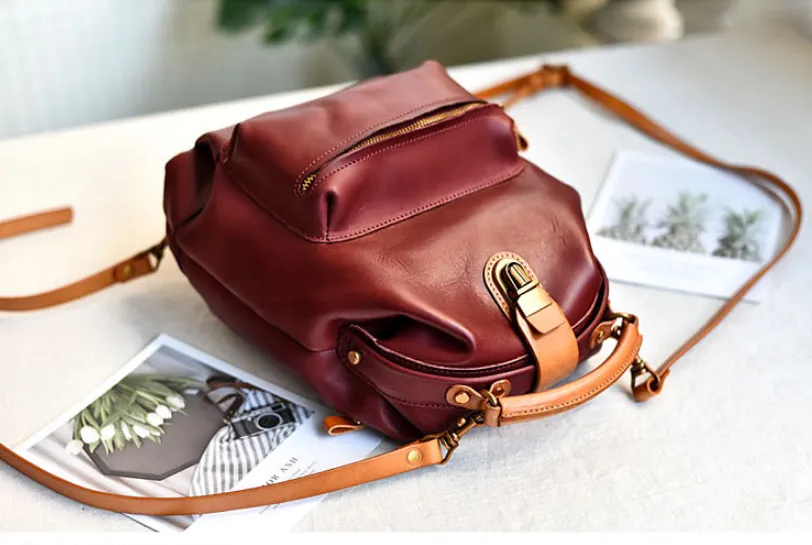 YAAGLE Lady Girls' Personalized Real Leather Sling Backpack YG00306