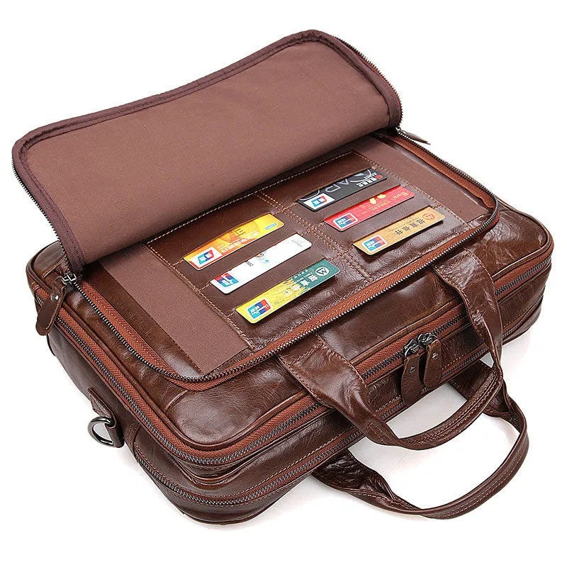 YAAGLE Men's Genuine Leather Business Travel Handbag YG7005Q