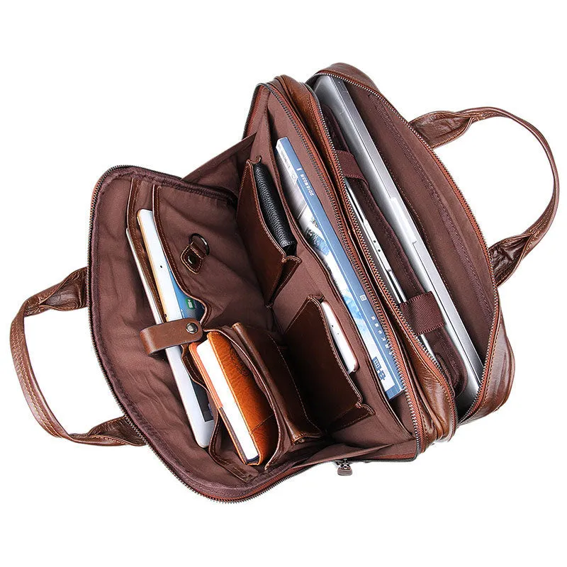 YAAGLE Men's Genuine Leather Business Travel Handbag YG7005Q
