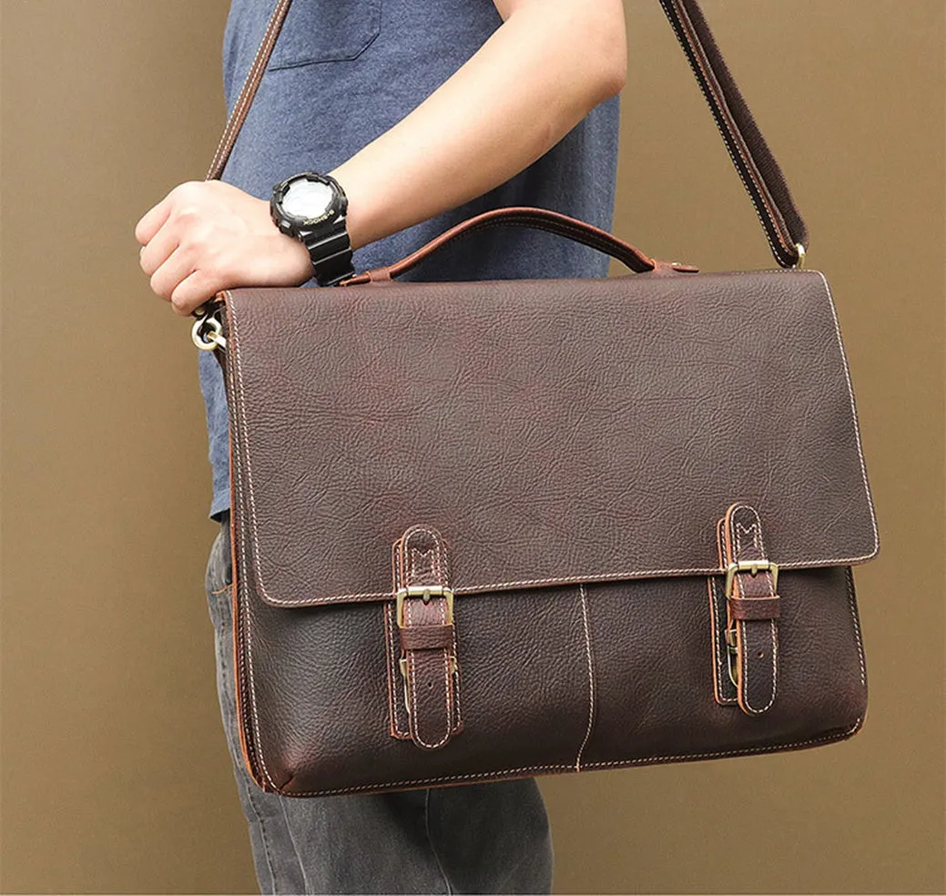 YAAGLE Men's Vintage Real Leather Laptop Business Handbag YG7090