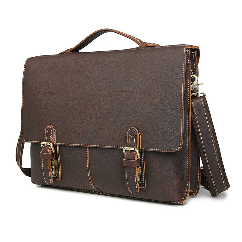YAAGLE Men's Vintage Real Leather Laptop Business Handbag YG7090