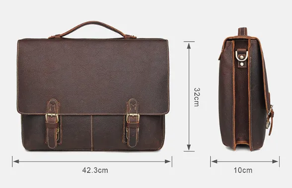 YAAGLE Men's Vintage Real Leather Laptop Business Handbag YG7090