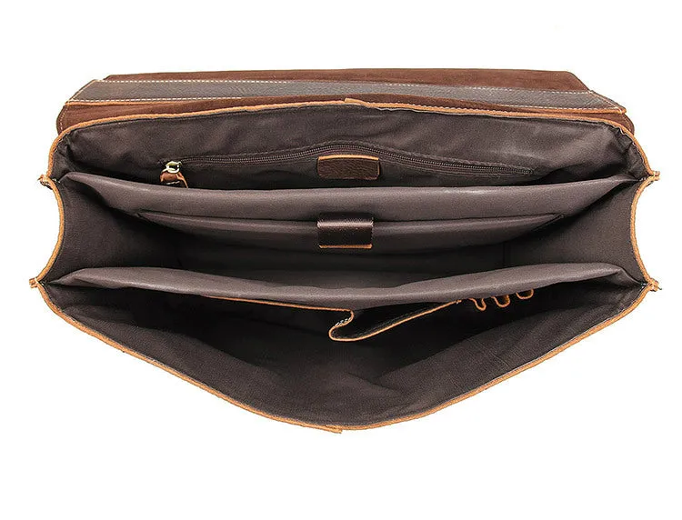 YAAGLE Men's Vintage Real Leather Laptop Business Handbag YG7090