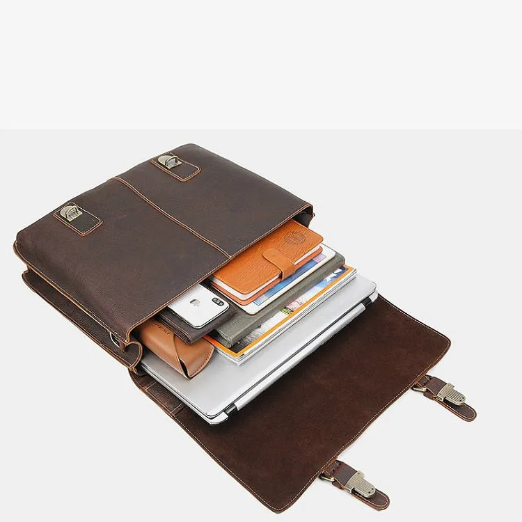 YAAGLE Men's Vintage Real Leather Laptop Business Handbag YG7090