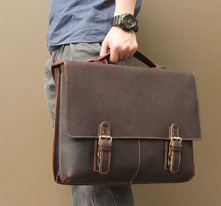 YAAGLE Men's Vintage Real Leather Laptop Business Handbag YG7090