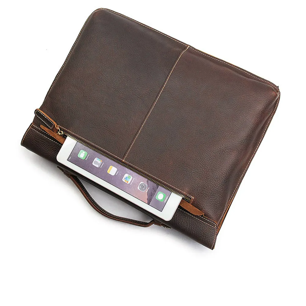 YAAGLE Men's Vintage Real Leather Laptop Business Handbag YG7090