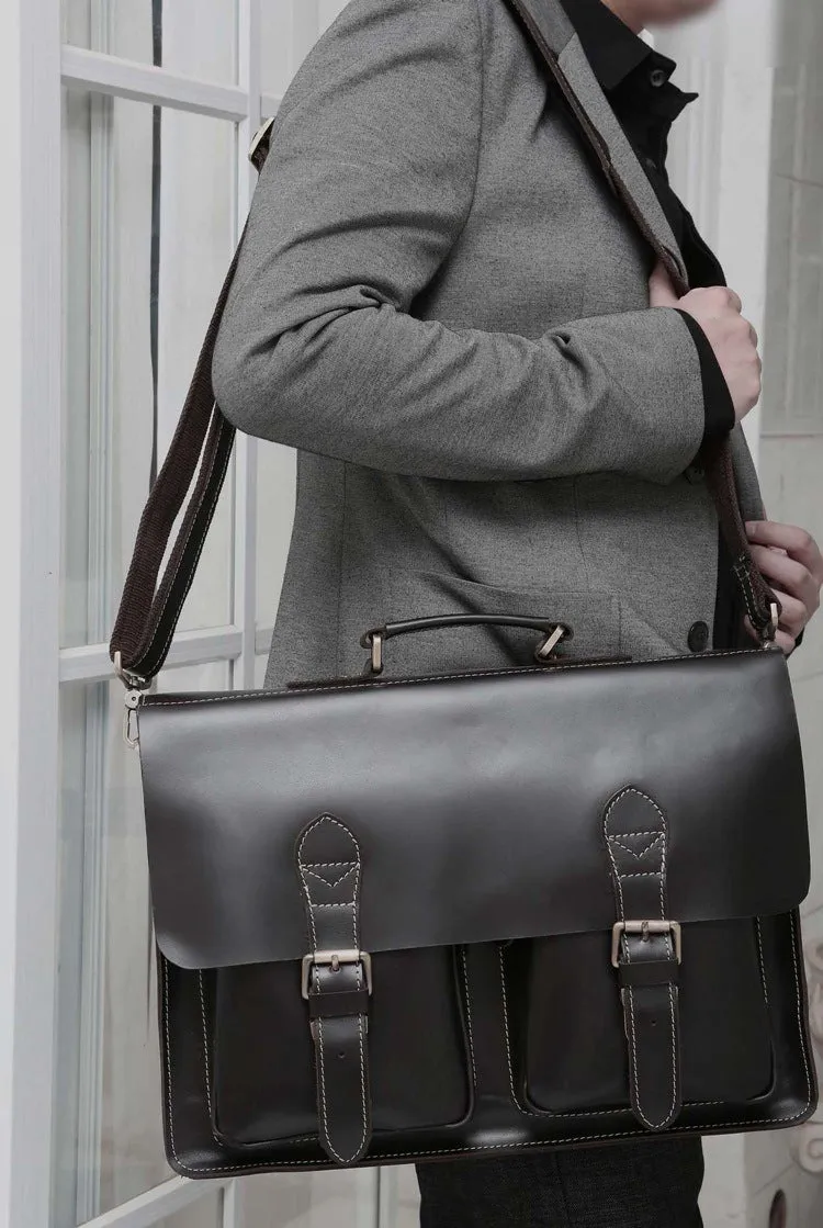 YAAGLE Multi-pockets Crazy Horse Leather Briefcase Handbag for Men YG7105