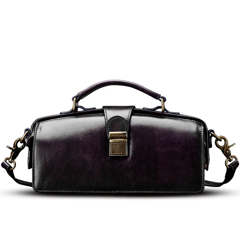YAAGLE Women Retro Cowhide genuine leather bags Doctor bag Handbag YG0186