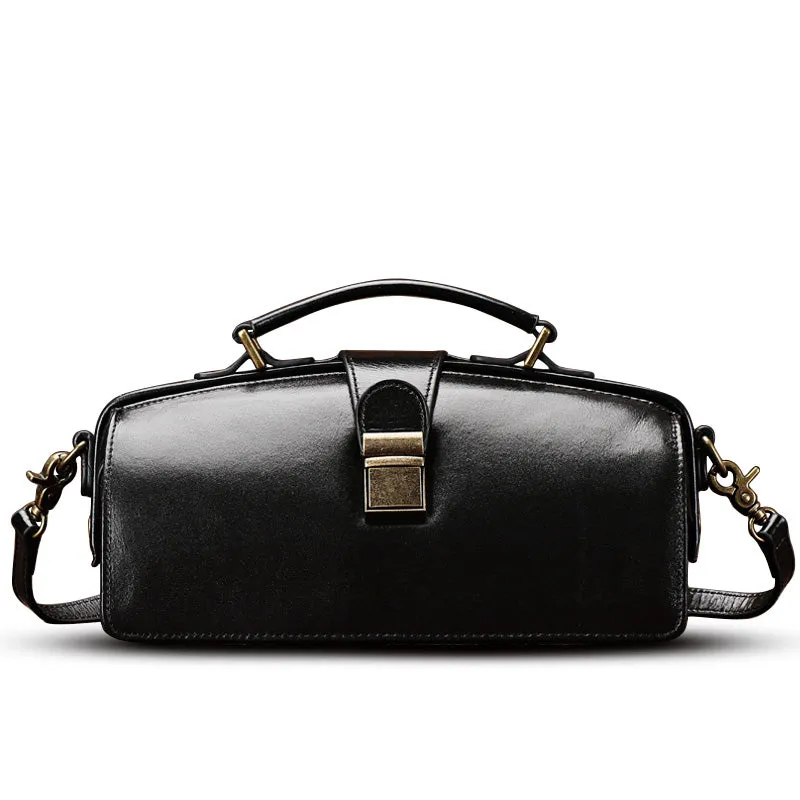 YAAGLE Women Retro Cowhide genuine leather bags Doctor bag Handbag YG0186
