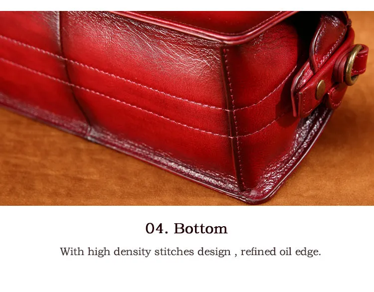 YAAGLE Women Retro Cowhide genuine leather bags Doctor bag Handbag YG0186