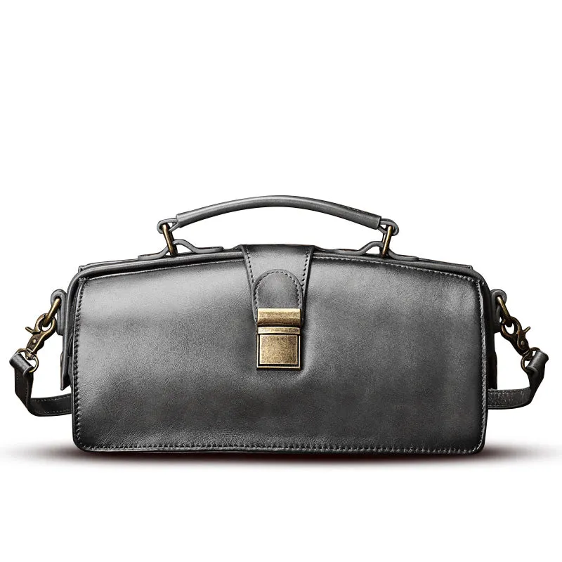 YAAGLE Women Retro Cowhide genuine leather bags Doctor bag Handbag YG0186