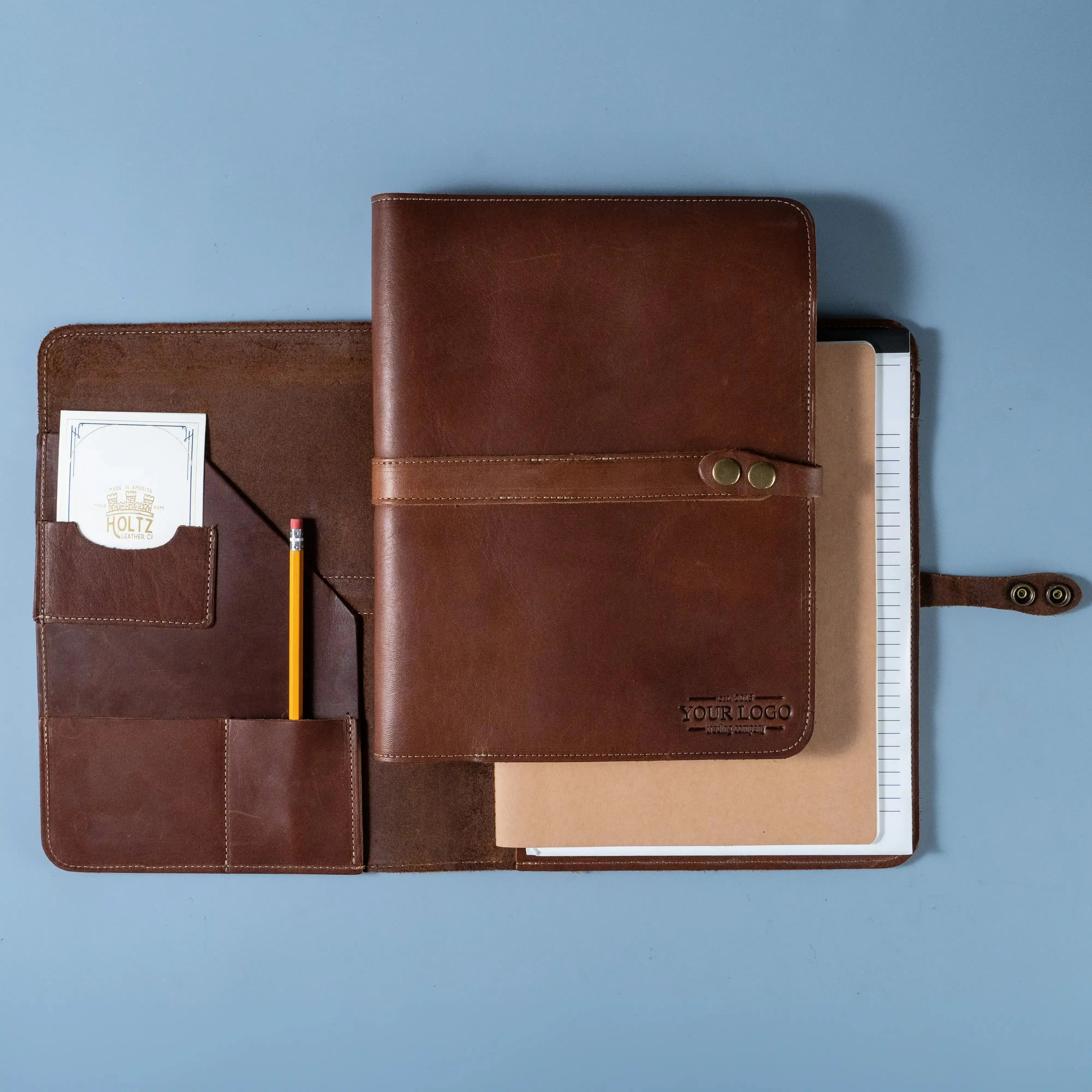 Your Logo   Our Leather - The Vanderbilt 2.0 Fine Leather Portfolio Padfolio - Custom Logo   Corporate Gifting