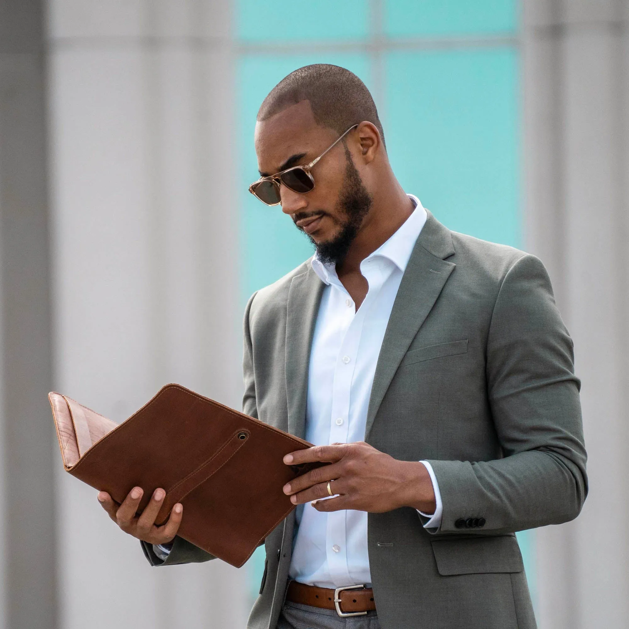Your Logo   Our Leather - The Vanderbilt 2.0 Fine Leather Portfolio Padfolio - Custom Logo   Corporate Gifting