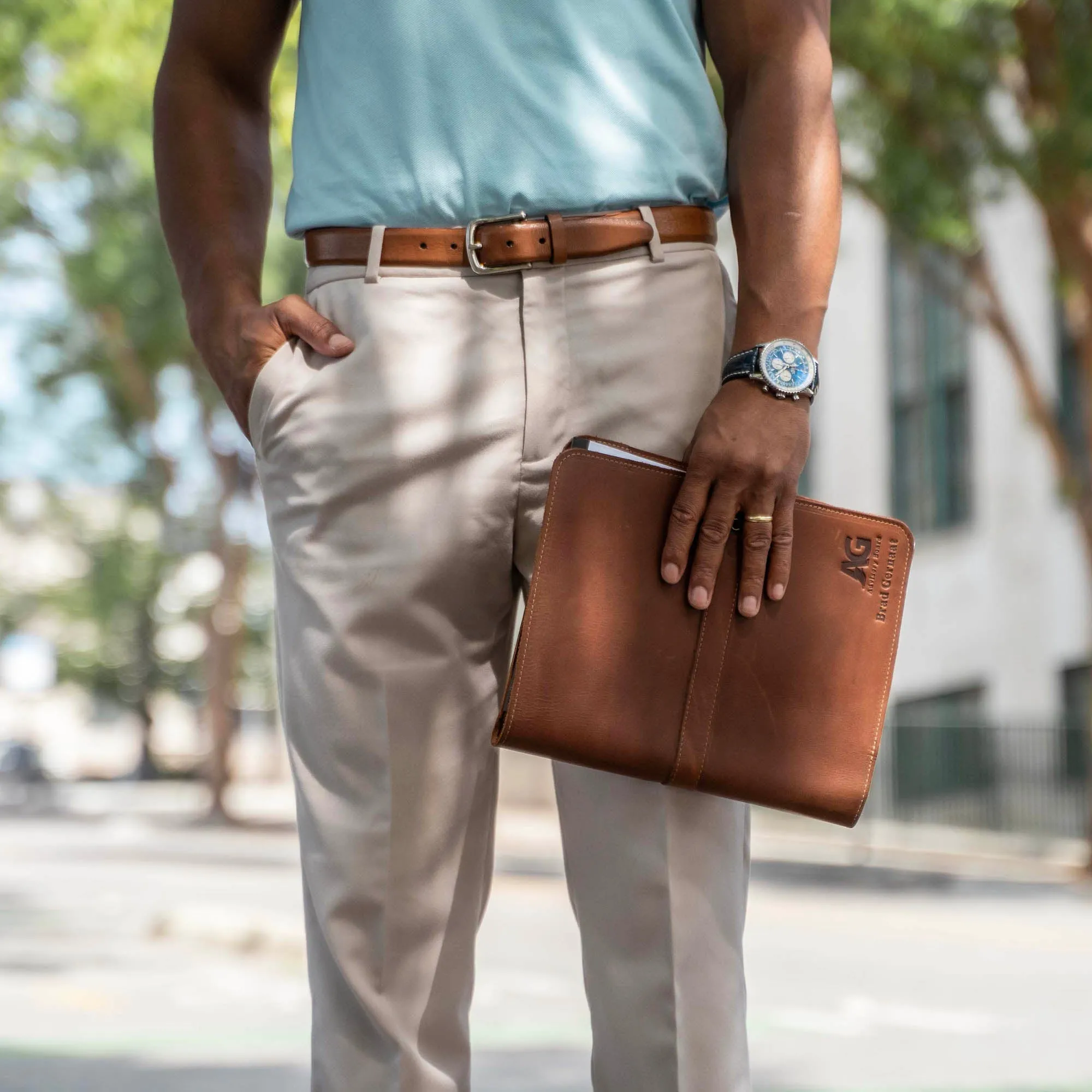 Your Logo   Our Leather - The Vanderbilt 2.0 Fine Leather Portfolio Padfolio - Custom Logo   Corporate Gifting