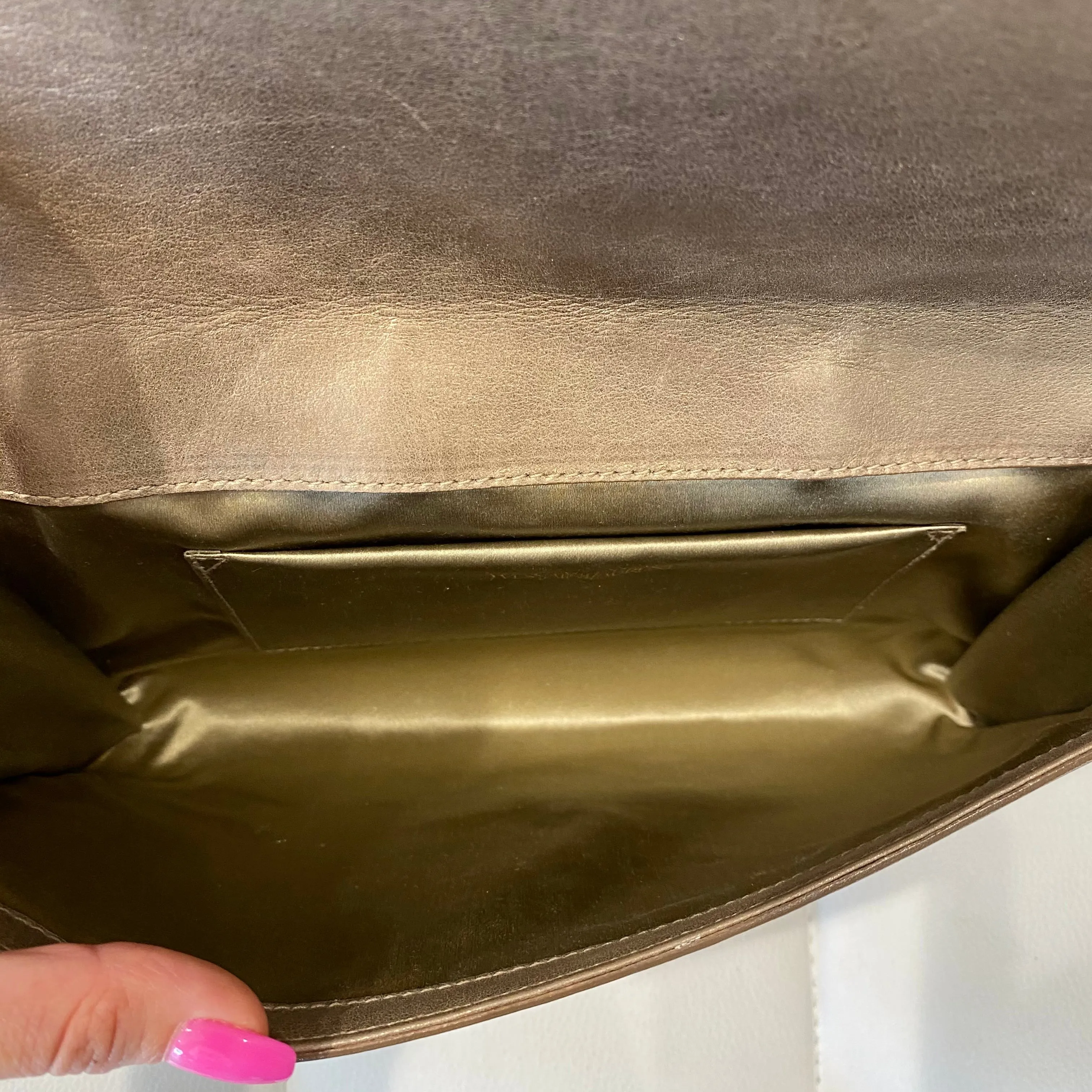 YSL Metallic Champagne Belle de Jour Clutch