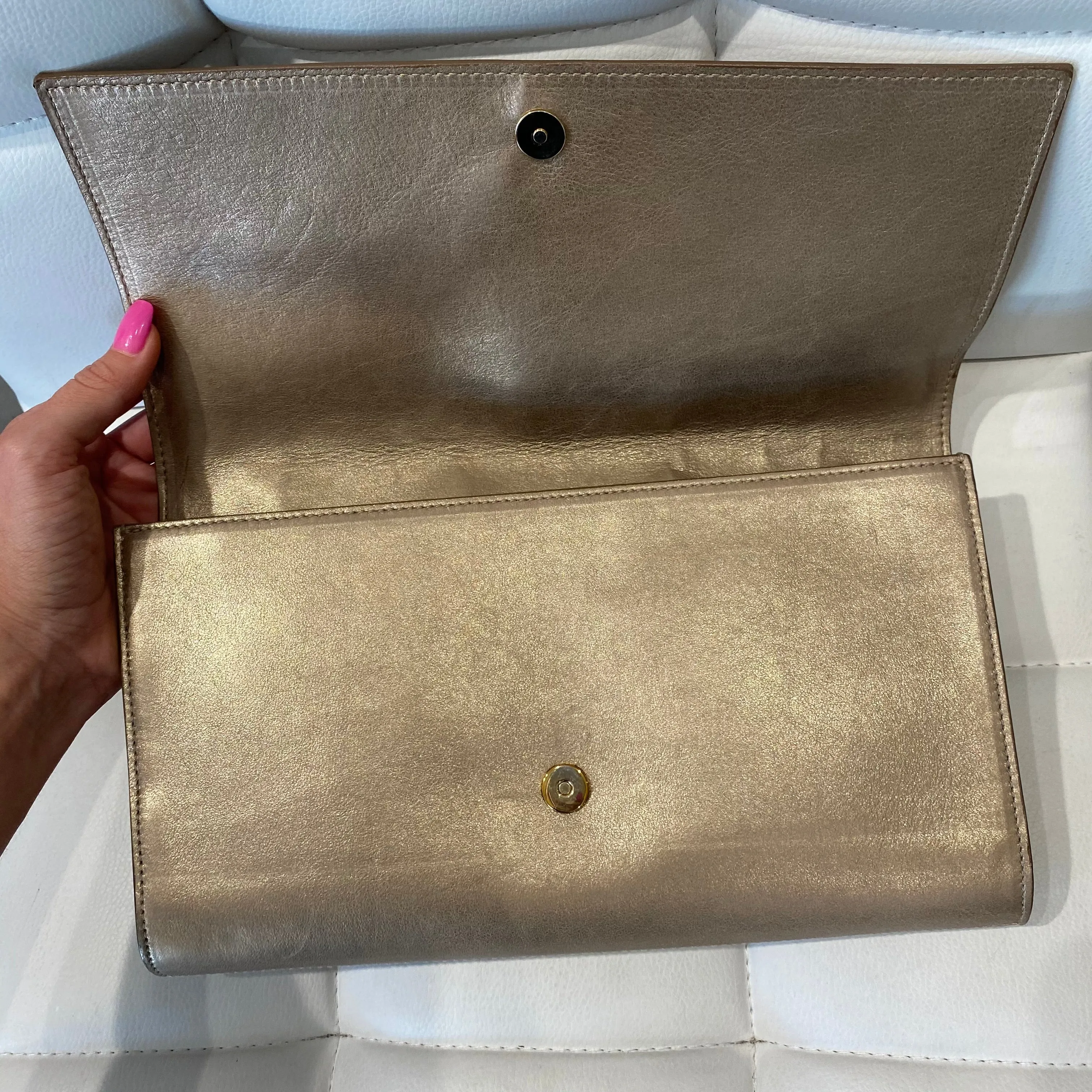YSL Metallic Champagne Belle de Jour Clutch