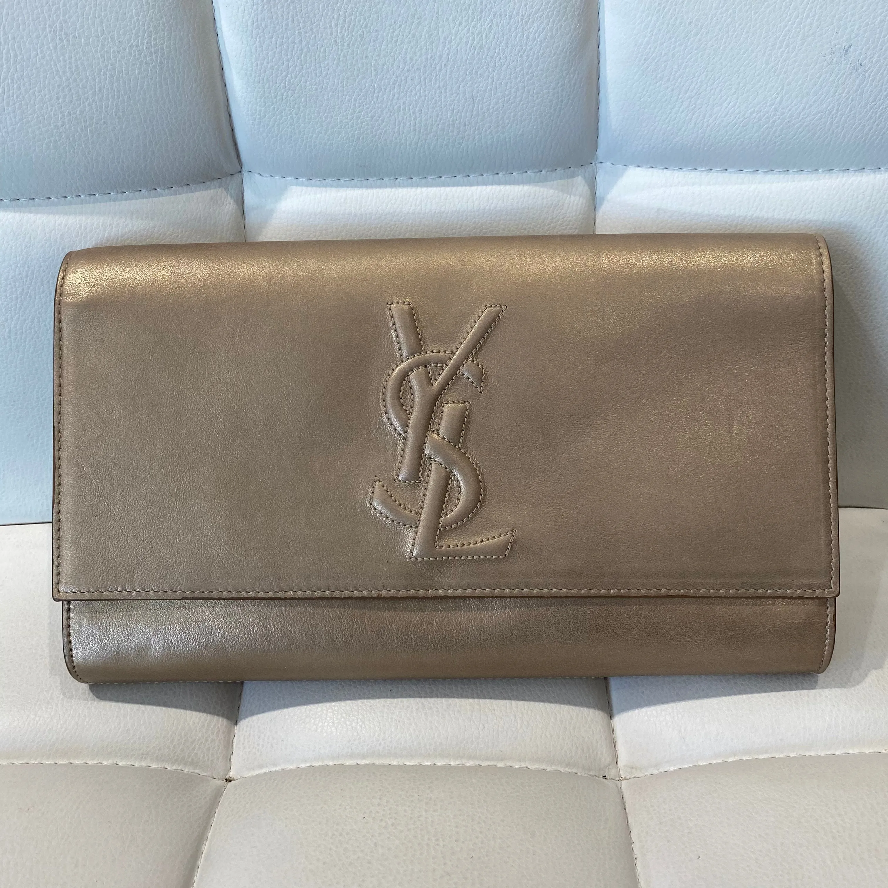 YSL Metallic Champagne Belle de Jour Clutch