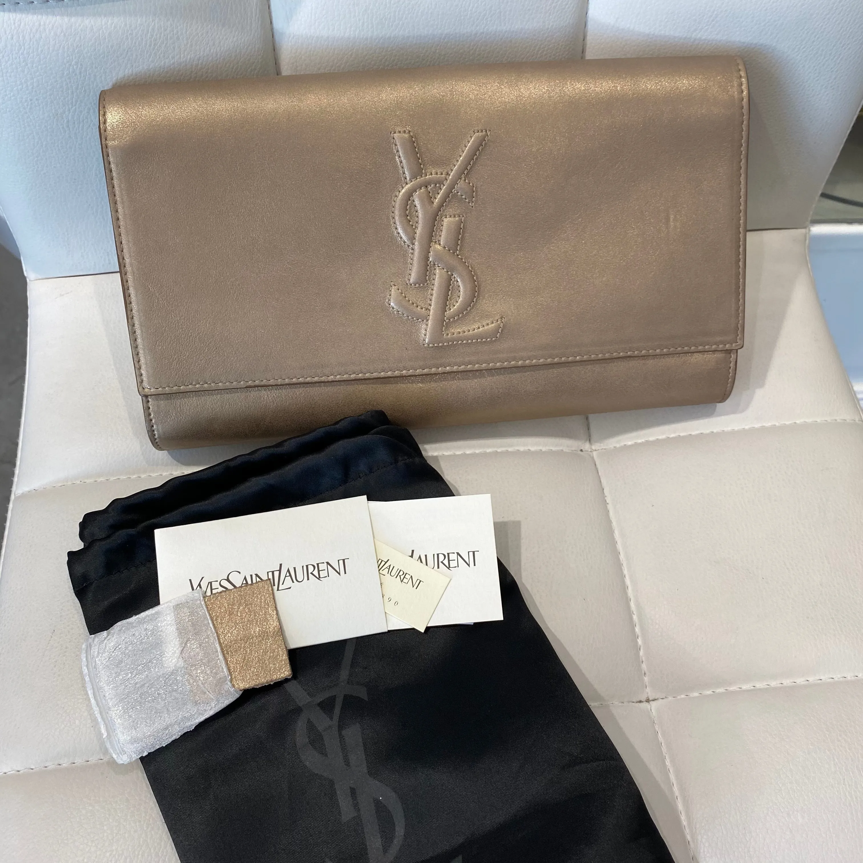 YSL Metallic Champagne Belle de Jour Clutch