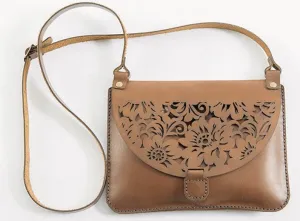 Yuppie Flower Design Genuine Leather Clutch Handbag | Engraved On The Inside “A Bag Of Love / ‘N Sakkie Liefde”