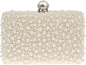 ZAKIA Women's Faux Pearl Beaded Evening Dress Bag Bridal Wedding Tote Party Wallet Clutch
